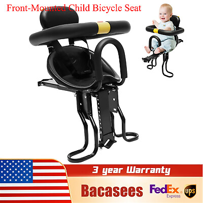 #ad Bicycle Front Mounted Child Seat Kids Baby Bike Safety Chair Black w Foot Pedal $47.88