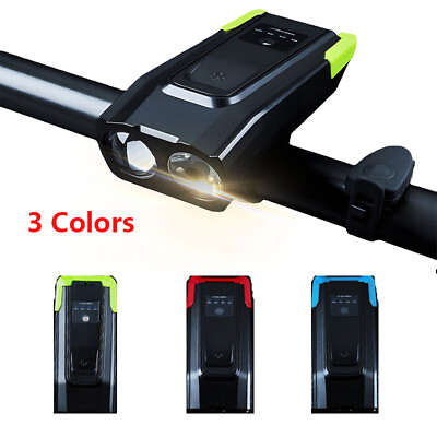 #ad USB Rechargeable LED Bicycle Headlight Bike Head Light Front Lamp Cycling Horn $14.24
