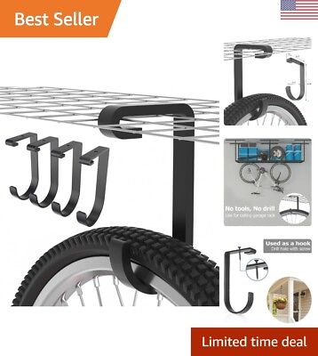 #ad 4 Pack Ceiling Bike Rack Garage Flat Hook Storage Accessory for Hanging Bikes $27.99