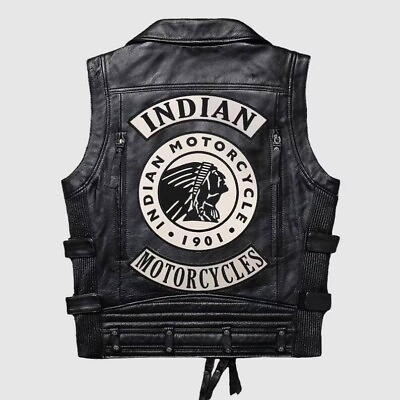 #ad Handmade Western Indian Motorcycle Men#x27;s Real Leather Vest Distressed Vest $59.90
