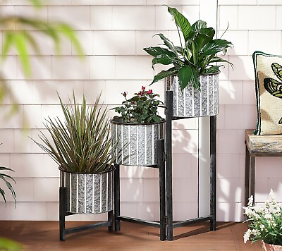 #ad Barbara King 3 Tier Planter with Foldable Wooden Stand Wooden Stand m79918 $79.99