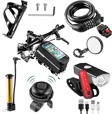 #ad #ad 8 Pack Bicycle Accessories Bike Light Set USB Rechargeable Include Bag Pump $43.94