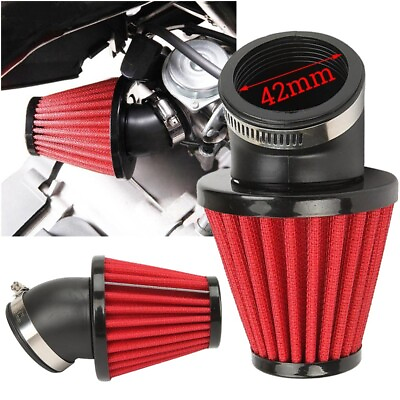 #ad #ad Red 42mm Intake Air Filter 45Degree Motorcycle Scooter ATV Dirt Bike Accessories $19.11