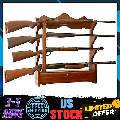 Classics Wood 4 Gun Wall Rack Storage Rifle Shotgun Hunting Display Organizer $62.00