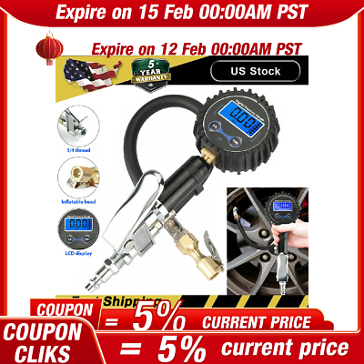 #ad For Truck Car Bike Digital Tire Inflator with Pressure Gauge 250 PSI Air Chuck $10.57