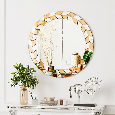 #ad Wisfor Wall Silver Glass Sunburst Hanging Mirror w Beveled Edge Living Room Dec $89.90