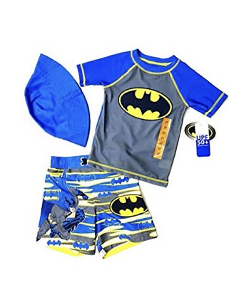 #ad Batman Kids 3pc Swim Set Size UPF 50 Size 2T $15.00