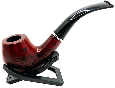 Durable Wooden Wood Smoking Pipe Tobacco Cigarettes Cigar Pipes Enchase No Stand $10.99