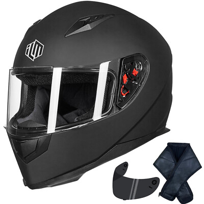 #ad ILM Full Face Motorcycle Helmet Street Bike Helmet with 2 VisorsNeck Scarf DOT $64.99