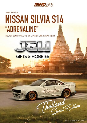 #ad Inno64 Nissan S14 Silvia Rocket Bunney Boss V2 Light Blue Adenaline 1 64 $18.49