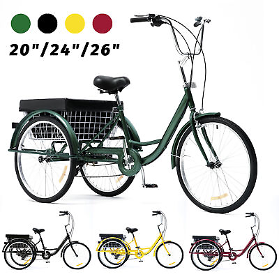 20quot; 24quot; 26quot; 8 Speed Adult Tricycle 3 Wheel Bike Comfort Trike w Shopping Basket $224.99