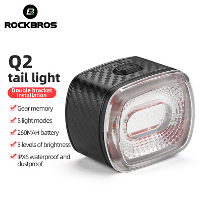 #ad #ad ROCKBROS Bike Smart Taillight IPX6 Waterproof Rear Light Type C Charging LED $15.59