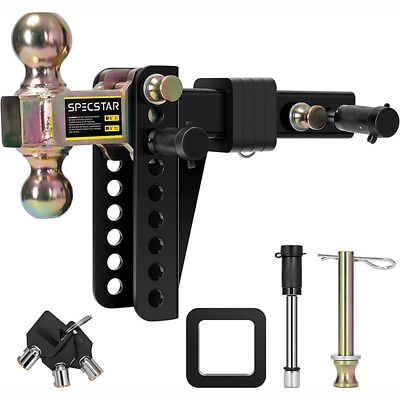 2#x27;#x27; receiver 6quot; Rise Drop Adjustable Tow Trailer Hitch Ball Mount w Lock 15000lb $129.99