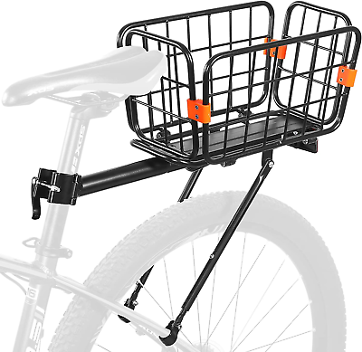 Rear Bike Rack ​With Basket 165 LB Load Bike Rear Rack Bike Cargo Rack Alumin $72.99
