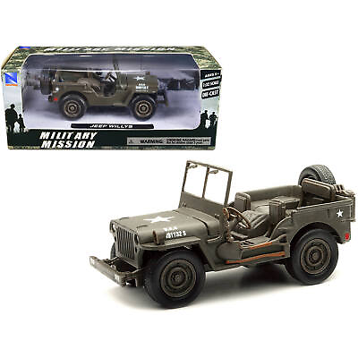 #ad New Ray 1 32 Diecast Model Car Jeep Willys U.S.A. Army Green $22.14