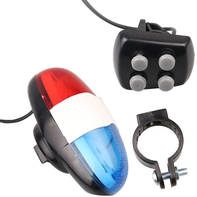 #ad LED Bicycle Light Police Car Electric Siren Horn Bell Bike 4 Sounds Trumpet a AU $9.99