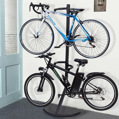 #ad #ad Black Pro Tower 2 Bike Rack Standing Bicycle Indoor Storage Garage Heavy Duty $97.99