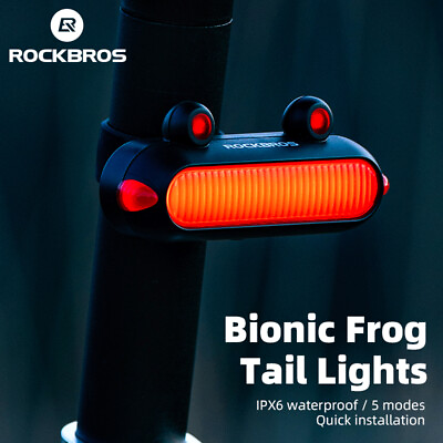 #ad ROCKBROS Smart Bike Light Auto Brake Sensor Bicycle Taillight Cycling Rear Light $19.99