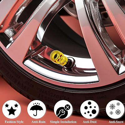 #ad 4pcs Gold Skull Car Wheel Tire Valve Stem Caps Universal Stem Covers Dust Proof $4.99