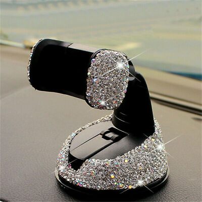 #ad Bling Car Dashboard Phone Holder Rhinestones Crystal Car Accessories For Girls $18.19