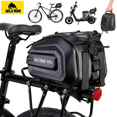 #ad WILD MAN 4L Bicycle Rear Seat Bag Waterproof Electric Bike Rack Trunk Cargo Bag $30.99