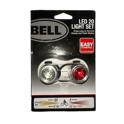 #ad Bell LED 20 Bicycle Bike Light Set Steady Flash Mode Headlight Taillight Red FL1 $7.99