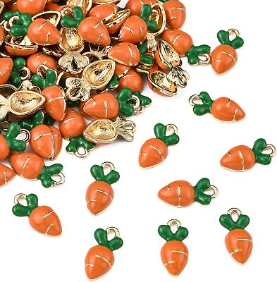 #ad 100x Enamel Carrot Charm Pendants for Key Chain Jewelry Making DIY Accessories $18.20