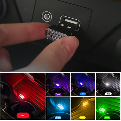 1PC USB LED Mini Car Light Neon Atmosphere Ambient Bright Lamp Light Accessories C $4.58