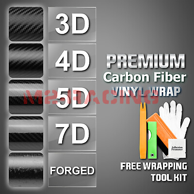 3D 4D 5D 7D Forged Matte Gloss Semi Black Carbon Fiber Vinyl Wrap Sticker $288.88