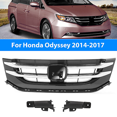 #ad For 2014 17 Honda Odyssey 75101TK8A22 Front Upper Grille Chrome Trim Black Grill $49.89