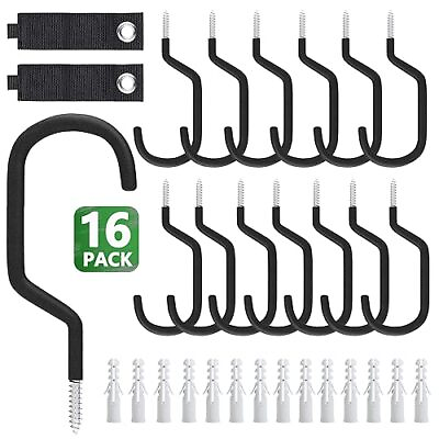 #ad 14 Pack Bike Hook Storage Bike Rack and 2 Extension Cord Storage Straps. Heav... $25.49