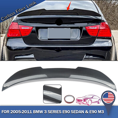 #ad FOR 2005 2011 BMW E90 3 SERIES M3 SEDAN PSM STYLE CARBON LOOK TRUNK SPOILER WING $83.58