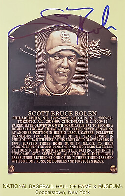 #ad Scott Rolen Autographed Baseball Hall of Fame Plaque Postcard CollectibleXchange $149.99