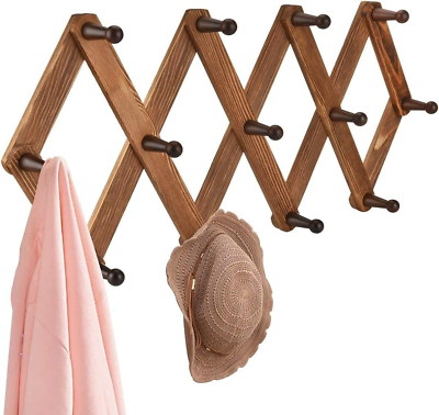 #ad #ad Vintage Wood Expandable Peg Rack Multi Purpose Accordion Wall Hangers W $32.89