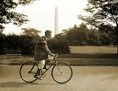 #ad 1927 Bike Riding Near the Washington Monument DC Old Photo 8.5quot; x 11quot; Reprint $13.92