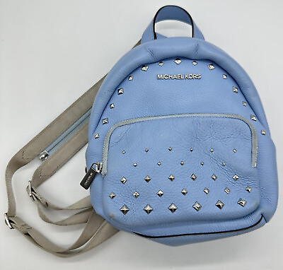 #ad Michael Kors Erin Studded MINI Convertible Pebbled Leather Backpack Sky Blue $61.19