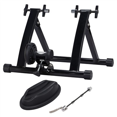 #ad Foldable Bike Magnetic Trainer Stand Resistance w Front Wheel Support Black $32.99