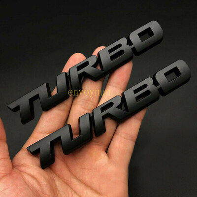 #ad 2x Metal TURBO Logo Emblem Badge 3D Stickers Decal Decor Black Car Accessories $0.99