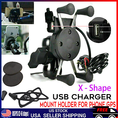 #ad X Grip Universal RAM Motorcycle Bike Car Mount USB Charger GPS Holder For Phone $12.89
