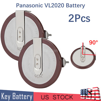 #ad 2 Battery VL2020 Rechargeable Panasonic 90 degree Repair For BMW Key Remote Fob $12.95