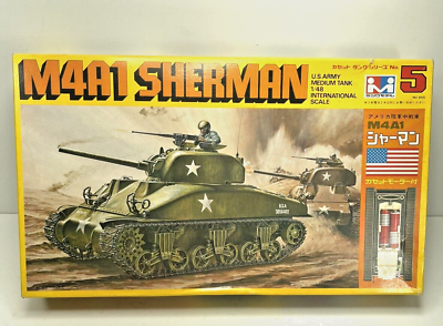 #ad Mitzuwa 1 48 US M4A1 Sherman Tank Motorized Started RARE READ $37.90