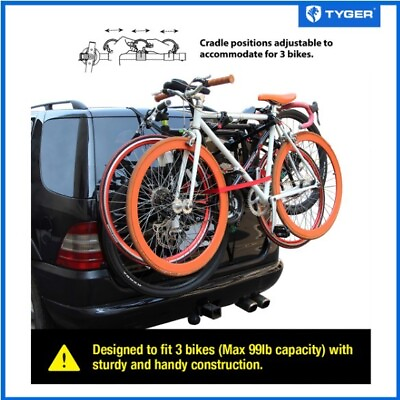 #ad Tyger Bike Rack 3 Bike Trunk Mount TG RK3B203S Fits Most Sedans and Minivans $24.49