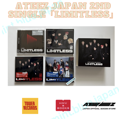 ATEEZ JAPAN 2ND SINGLE「 Limitless 」 CD ATINY ver . A B First Limited $118.74