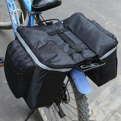 #ad 26L Bike Double Panniers Bag Rear Carrier Rack Nylon Seat Trunk Storage Bag USA $15.99