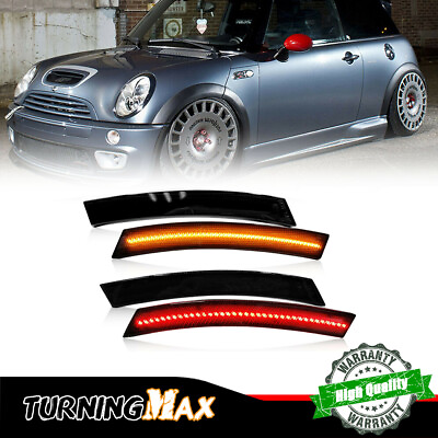 #ad For Mini Cooper R50 R53 R52 Smoked Front Amber Rear Red LED Side Marker Lights $40.04