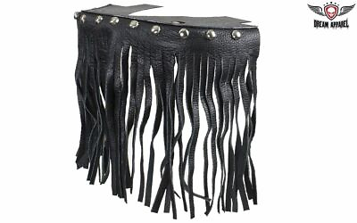 #ad Black Studded Leather Floor Boards with Fringe For Passenger Motorcycle Bike PVC $39.00
