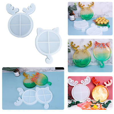#ad Antlers Cat DIY Pallet Mold Silicone Handmade Tray Dish Mould Christmas Decor AU $13.48