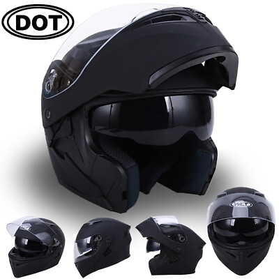 #ad DOT Motorcycle Full Face Helmet Dual Visors Modular Flip up Street Bike Touring $57.94