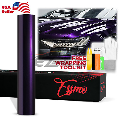 #ad ESSMO PET Super Gloss Metallic Midnight Purple Car Vinyl Wrap Decal Like Paint $420.00