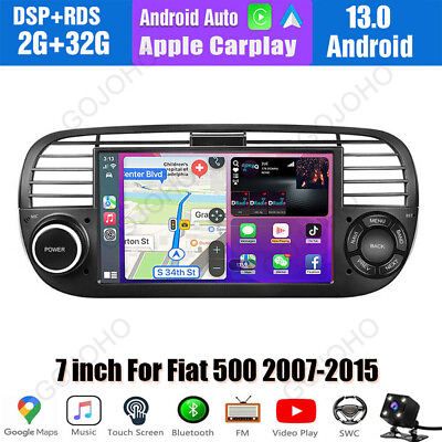 #ad #ad 7quot; Android 13 Carplay Car GPS WIFI Navi IPS Radio Stereo For Fiat 500 2007 2015 $125.99